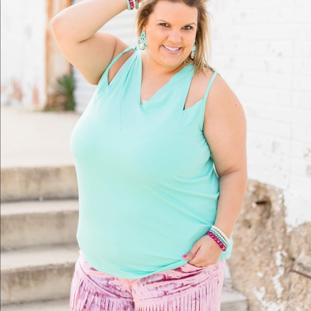 Crazy train turquoise tank top